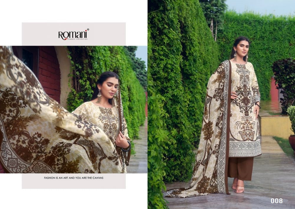 Romani Pakistani Designer Pure Cotton Embroidered Suit