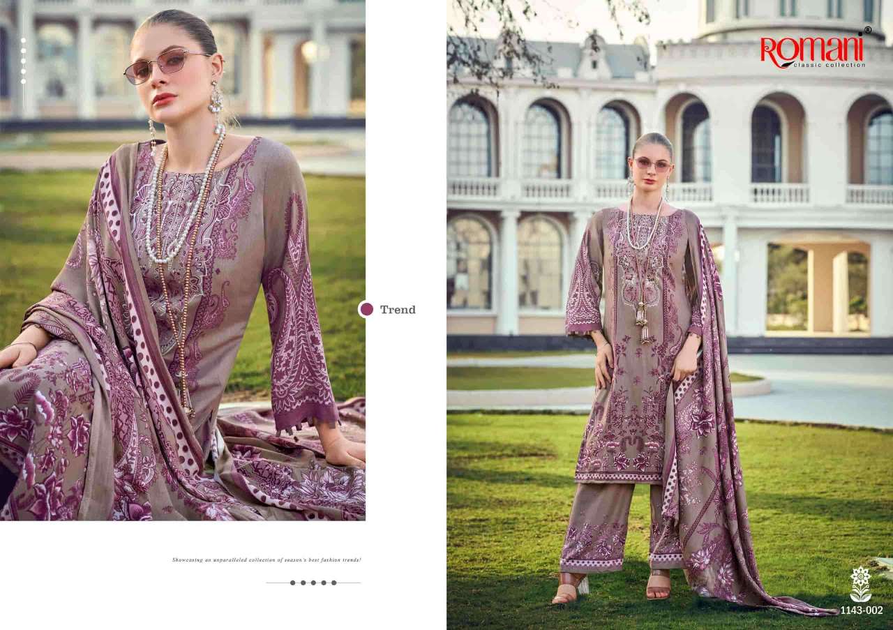 Romani Pakistani Classic Designer Pure Cotton Embroidered Suit