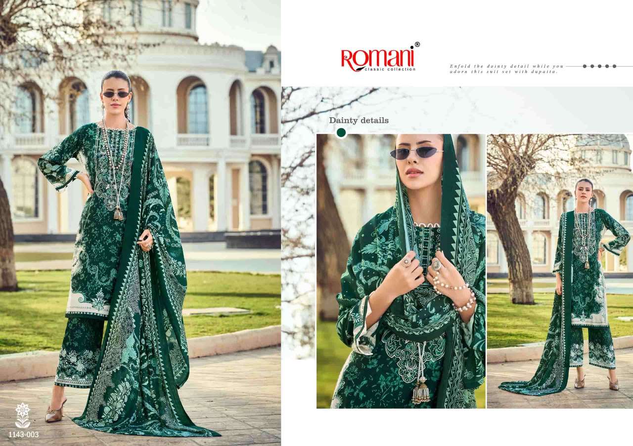 Romani Pakistani Classic Designer Pure Cotton Embroidered Suit