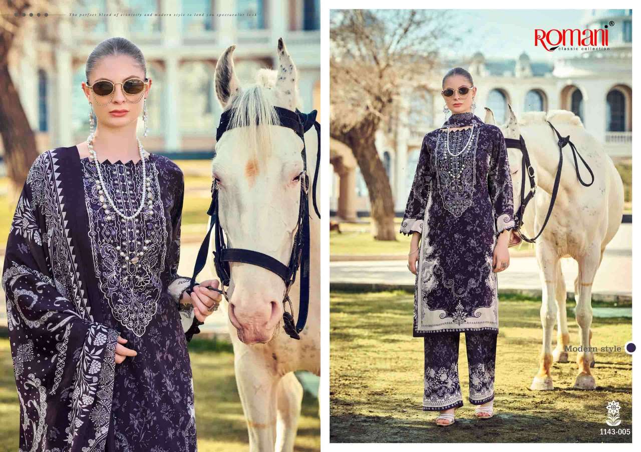 Romani Pakistani Classic Designer Pure Cotton Embroidered Suit