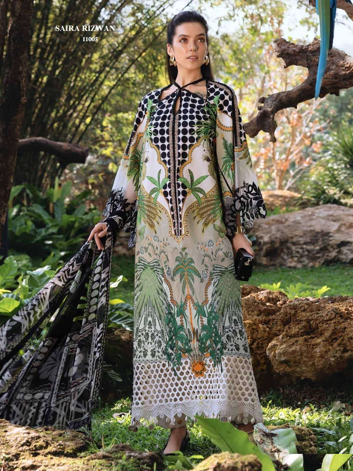 Saira Rizwan Pakistani Designer Pure Lawn Cotton Printed Suit