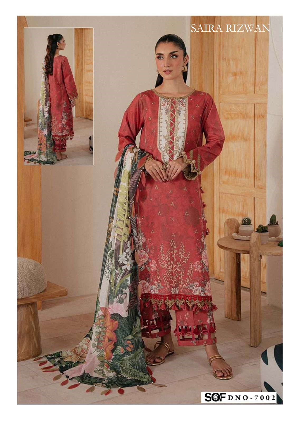 Saira Rizwan Pakistani Designer Pure Cotton Printed Suit