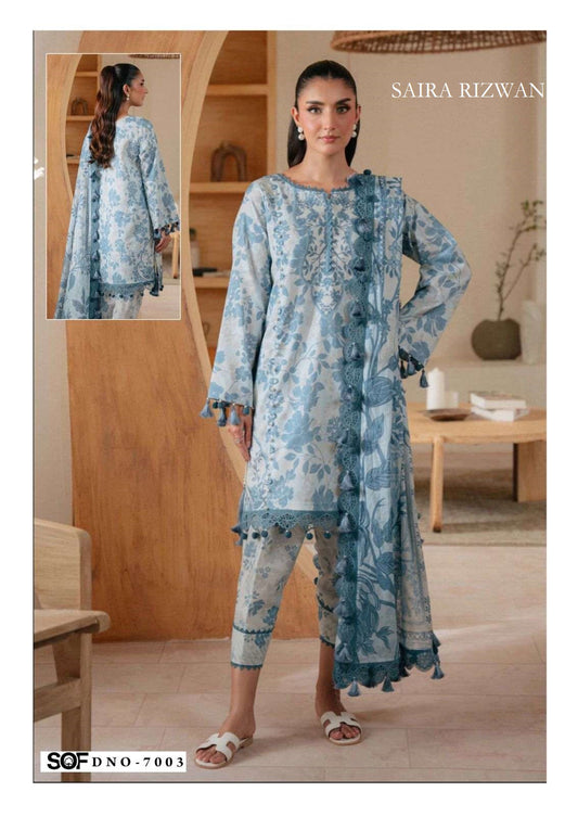 Saira Rizwan Pakistani Designer Pure Cotton Printed Suit