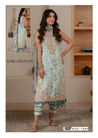 Saira Rizwan Pakistani Designer Pure Cotton Printed Suit