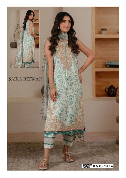 Saira Rizwan Pakistani Designer Pure Cotton Printed Suit