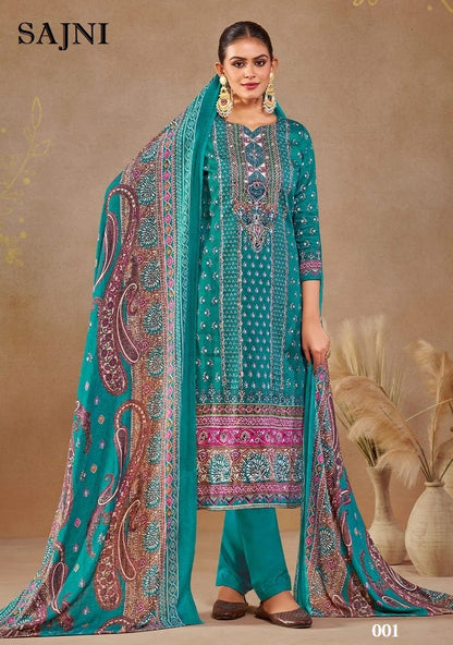 Sajni Pakistani Designer Classic Hit Pure Cotton Embroidered Dress