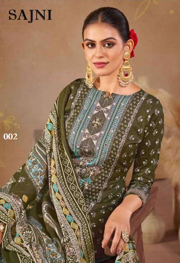 Sajni Pakistani Designer Classic Hit Pure Cotton Embroidered Dress