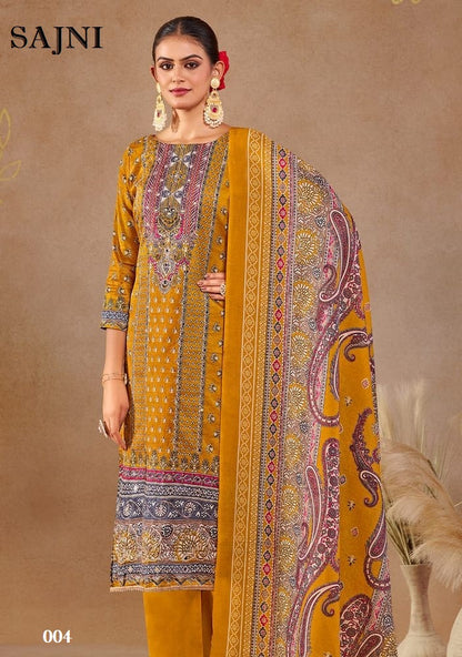 Sajni Pakistani Designer Classic Hit Pure Cotton Embroidered Dress