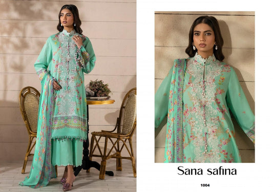 Sana Safina Pakistani Designer Embroidered Pure Cotton Lawn Suit