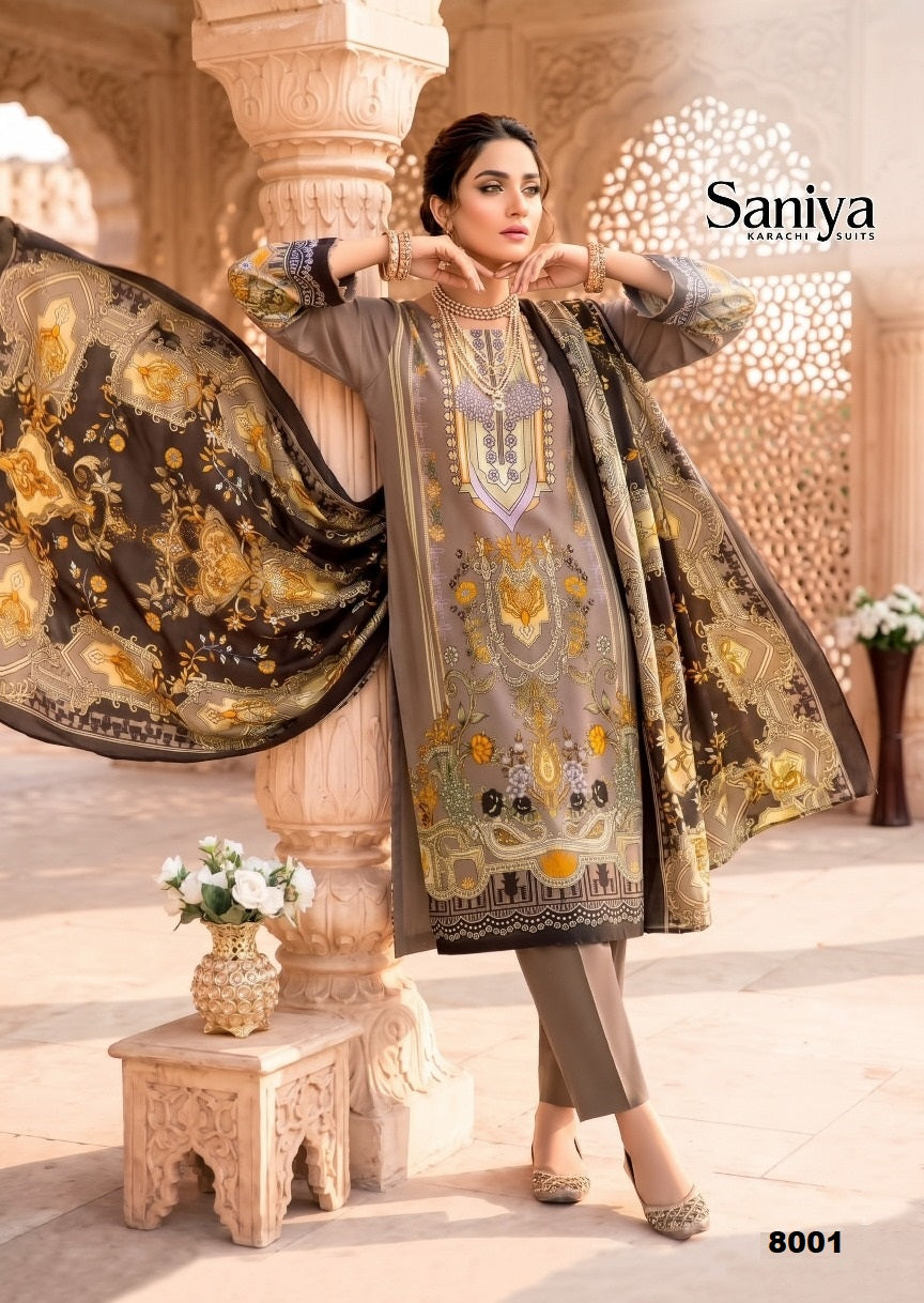 Saniya Pakistani Designer Pure Cotton Printed Shalwar Suit