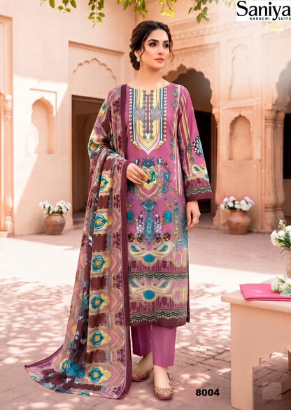 Saniya Pakistani Designer Pure Cotton Printed Shalwar Suit