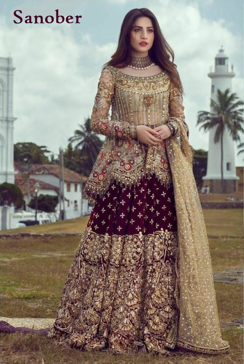 Sanober Pakistani Designer Luxury Wedding & Party Wear Dress - AliShaif