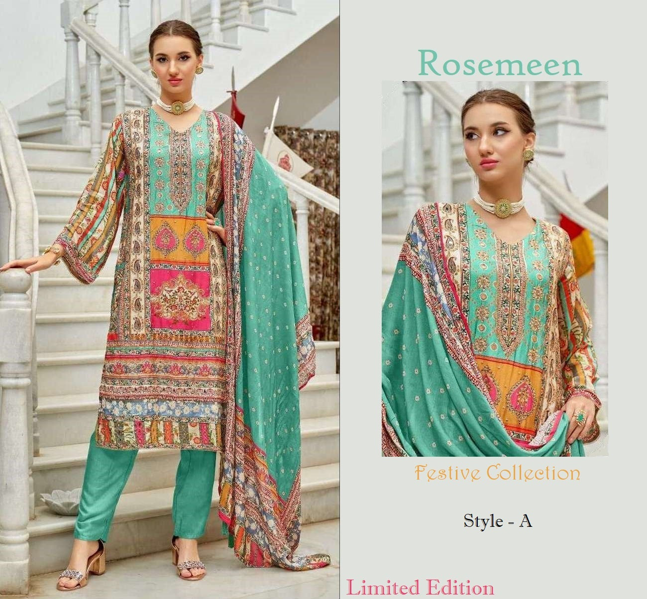 Rosemeen Pakistani Designer Muslin Wedding Party Wear Dress