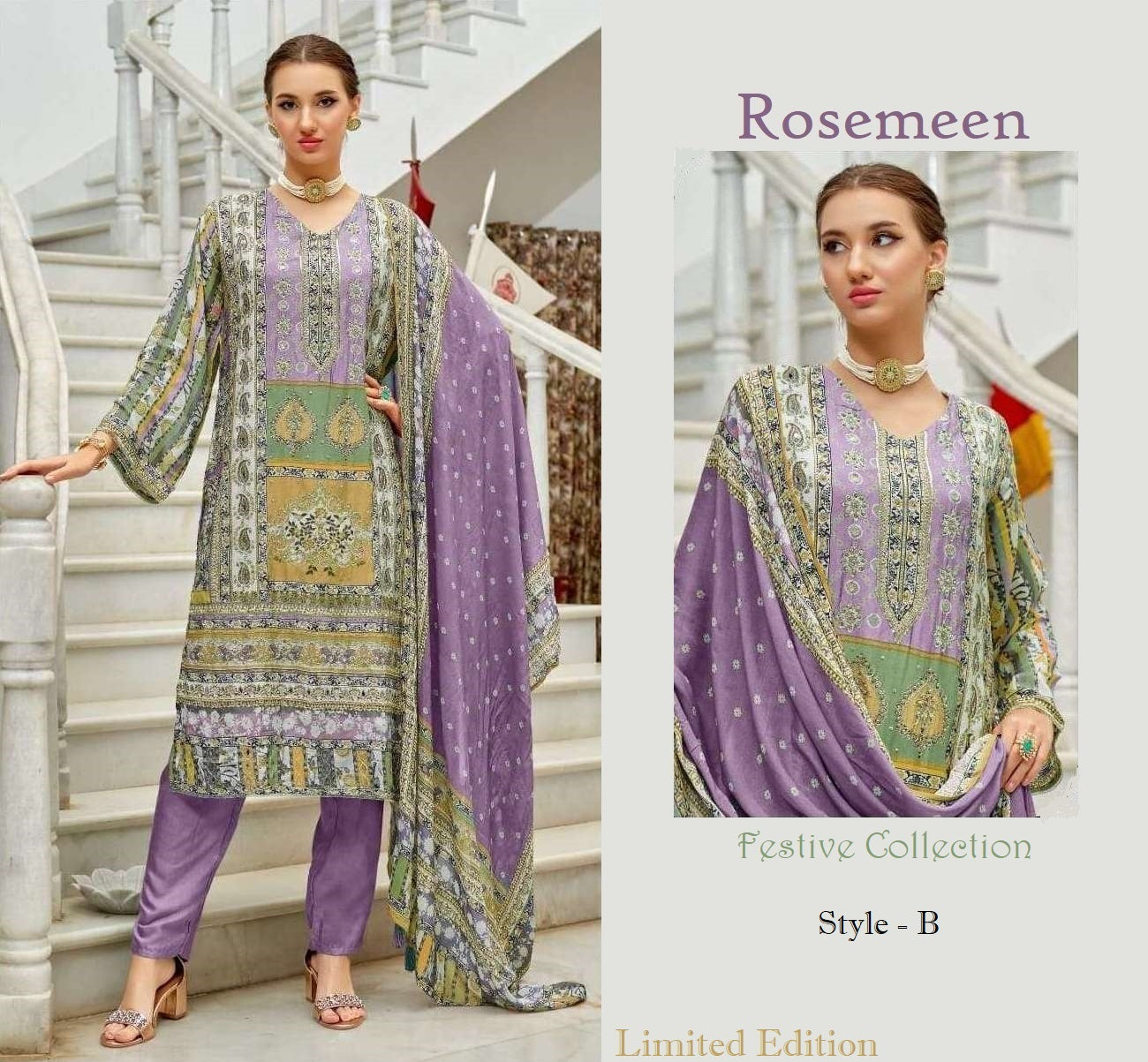 Rosemeen Pakistani Designer Muslin Wedding Party Wear Dress