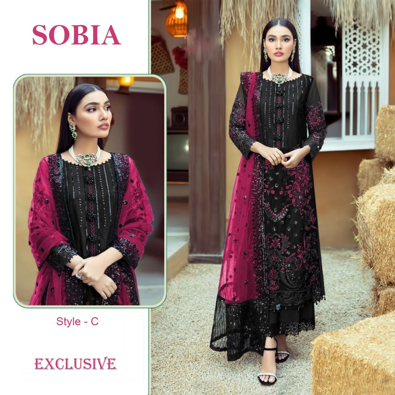Sobia Pakistani Designer Hit Black Variant Party Wear Suit