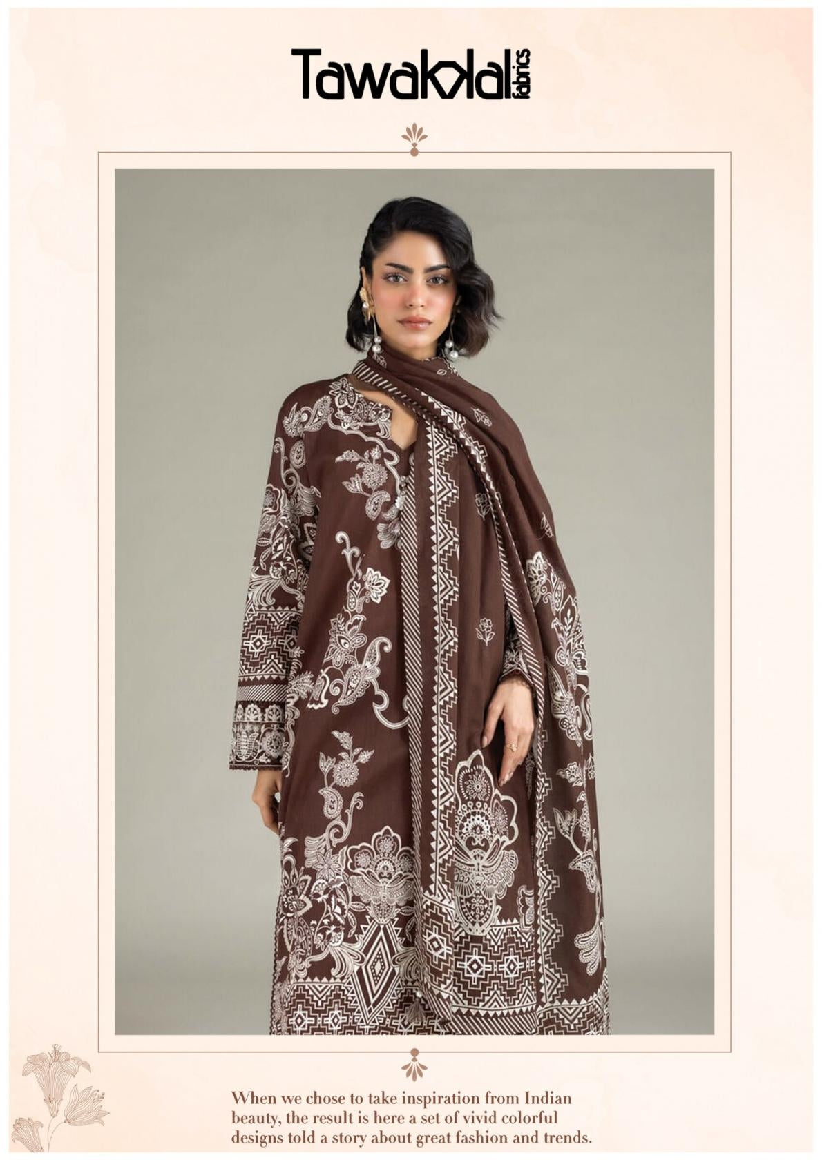 Tawakkal Pakistani Designer Pure Cotton Printed Shalwar Suit