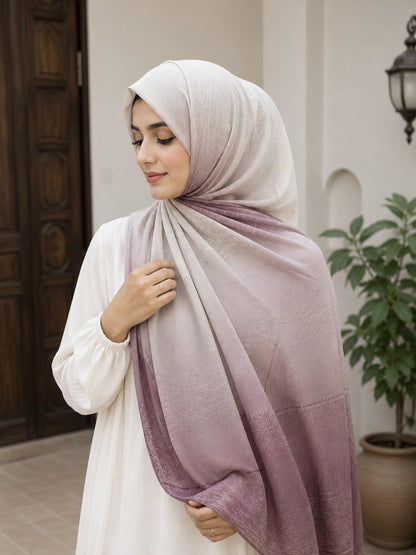 Silver to Charcoal Ombre Premium Jersey Hijab | Soft Stretch Everyday Hijab