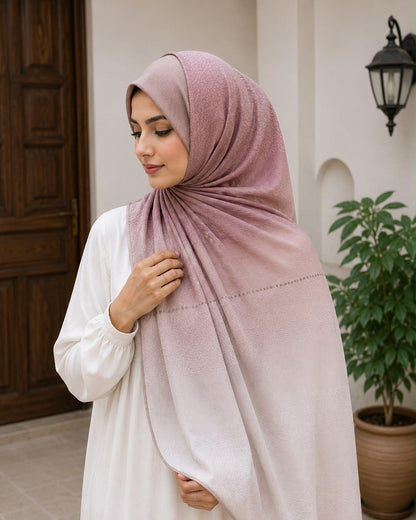 Silver to Charcoal Ombre Premium Jersey Hijab | Soft Stretch Everyday Hijab