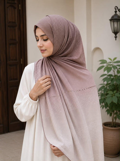 Silver to Charcoal Ombre Premium Jersey Hijab | Soft Stretch Everyday Hijab