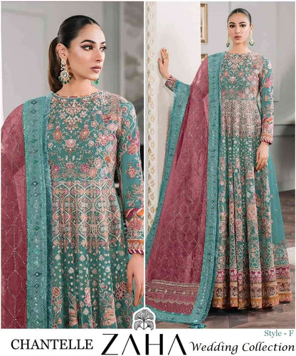 Zaha Pakistani Designer Super Hit Wedding Party Wear Gown