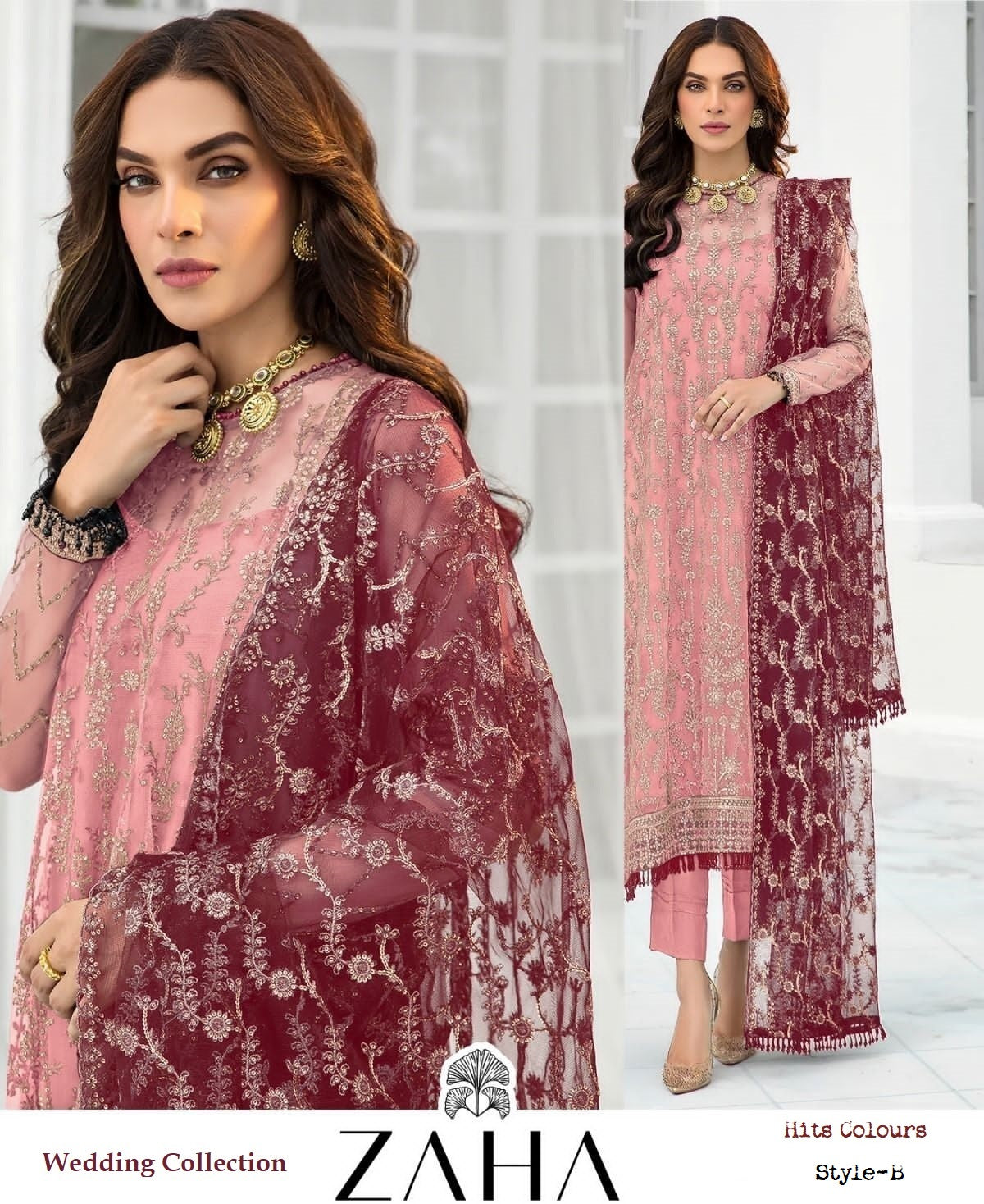Zaha Pakistani Designer Hit Colours Wedding Party Wear Suit – AliShaif