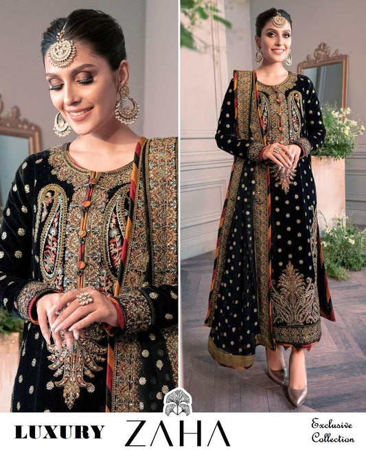 Zaha Luxury Pakistani Designer Super Hit Party Wear Suit