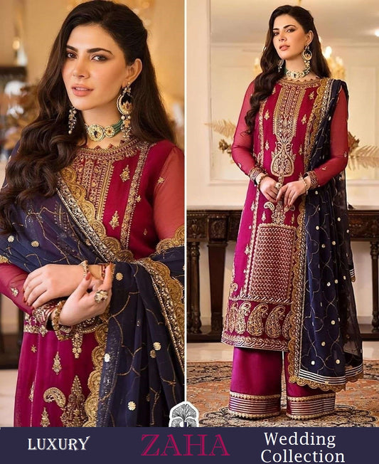 Zaha Pakistani Designer Super Hit Wedding & Party Wear Suit