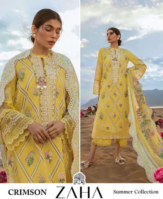 Crimson Pakistani Designer Luxury Hit Pure Cotton Embroidered Lawn Suit