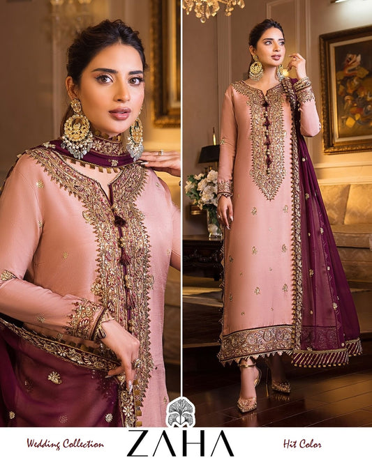 Zaha Exclusive Pakistani Designer Super Hit Party Wear Suit