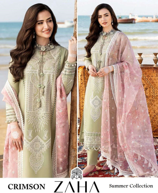Crimson Pakistani Designer Luxury Hit Pure Cotton Embroidered Suit