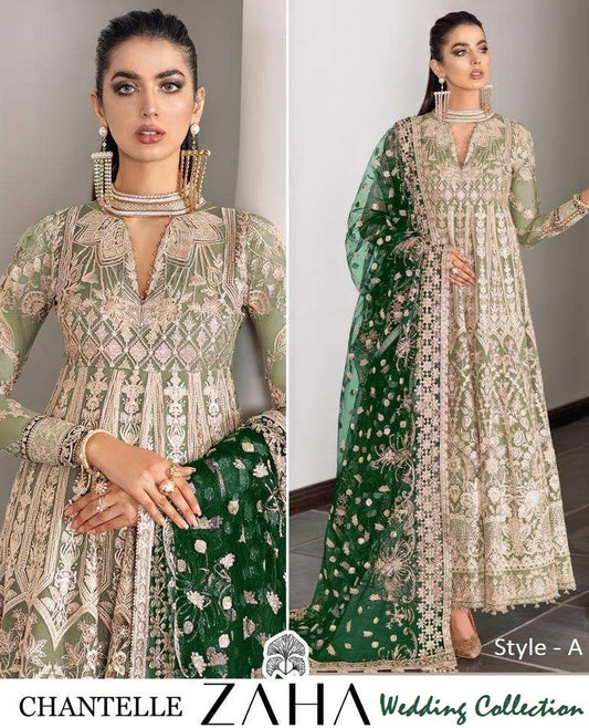 Zaha Pakistani Designer Super Hit Wedding Party Wear Gown