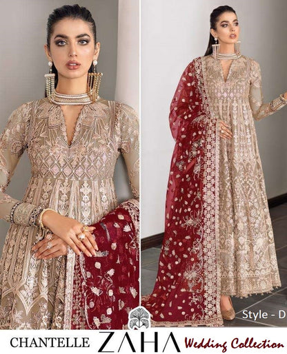 Zaha Pakistani Designer Super Hit Wedding Party Wear Gown