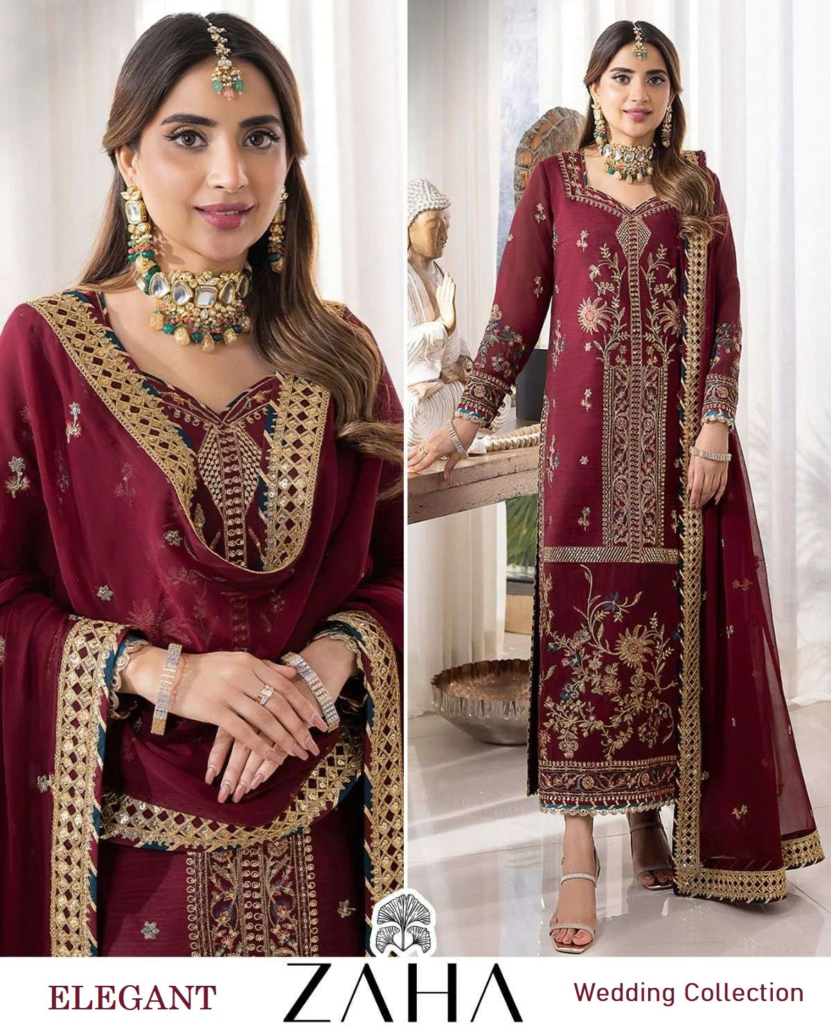 Zaha Pakistani Designer Luxury Wedding Party Wear Suit