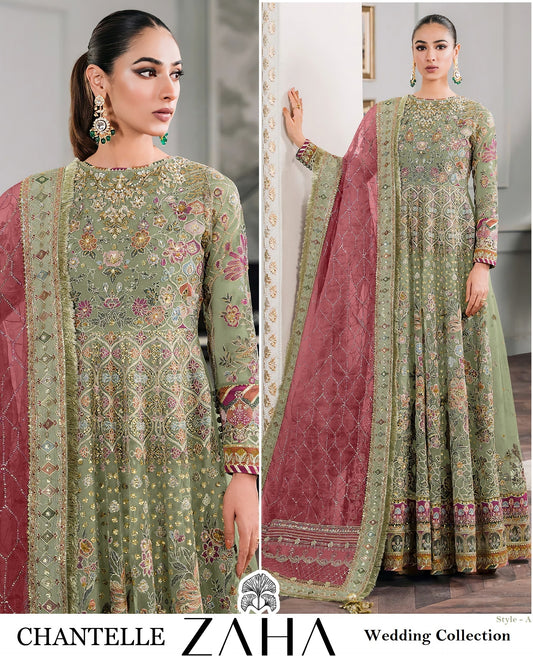 Zaha Pakistani Designer Exclusive Wedding Party Wear Gown