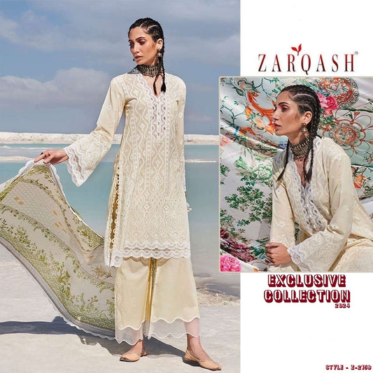 Zarqash Pakistani Designer Luxury Hit Cotton Embroidered Lawn Suit