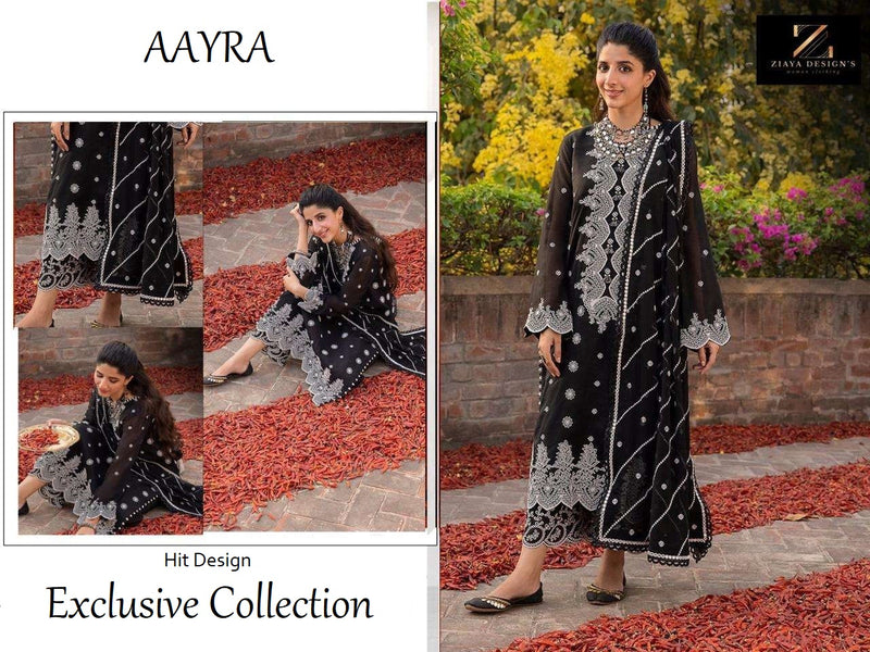 Aayra Exclusive Pakistani Designer Black Hit Wedding Party Wear Suit - AliShaif