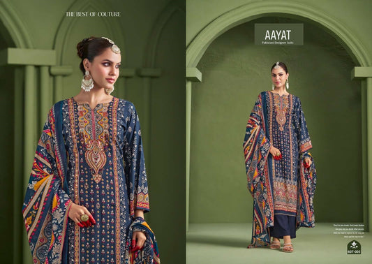 Aayat Pakistani Designer Classic Pure Rayon Cotton Embroidered Suit