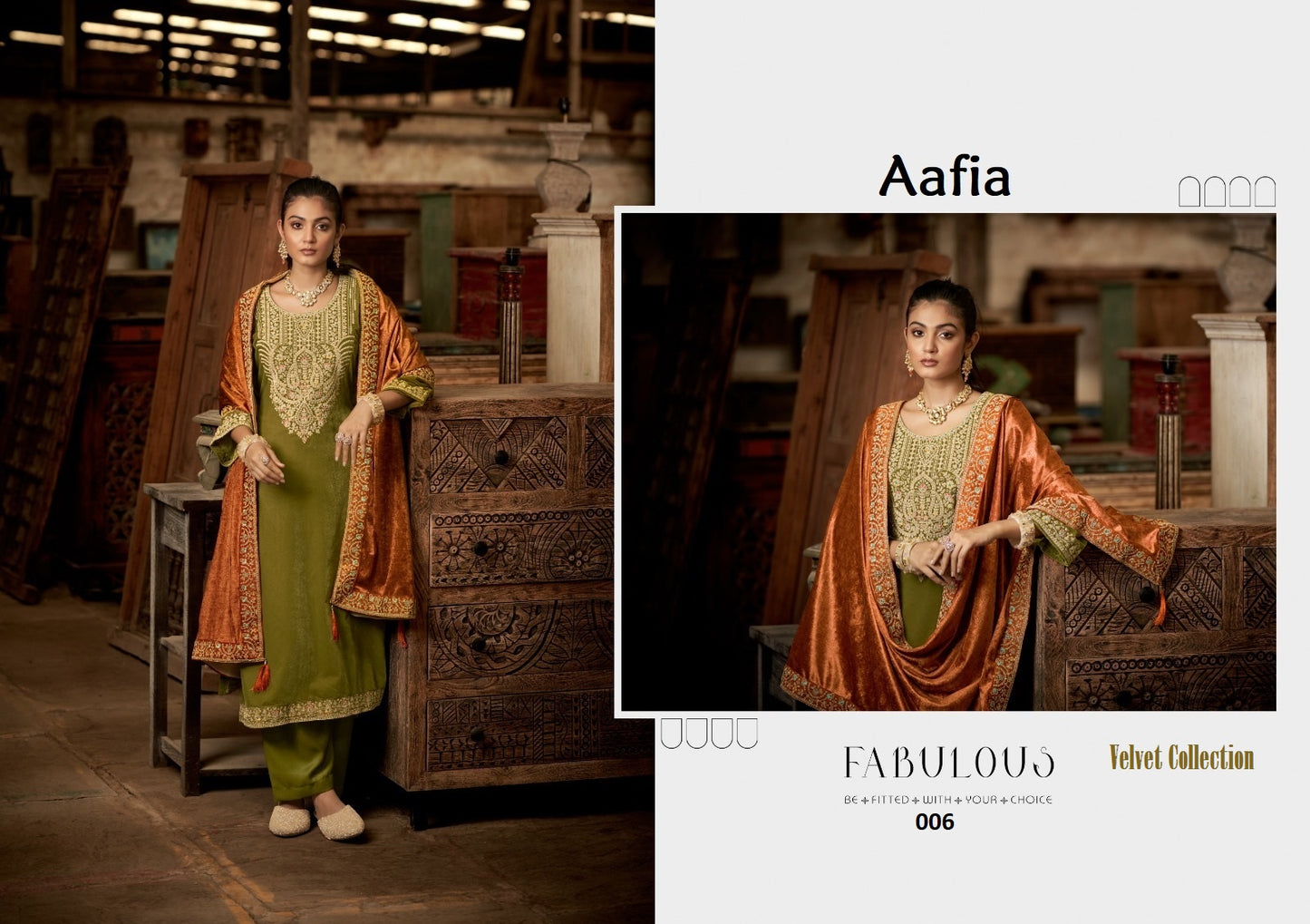 Aafiya Pakistani Designer Beautiful Velvet Classic Party Wear Dress
