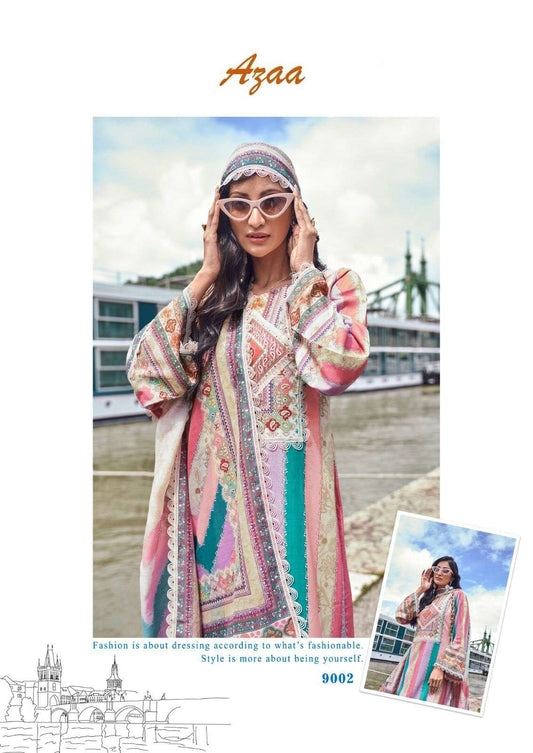 Azaa Pakistani Designer Stylish Hit Pure Cotton Crosia Work Suit