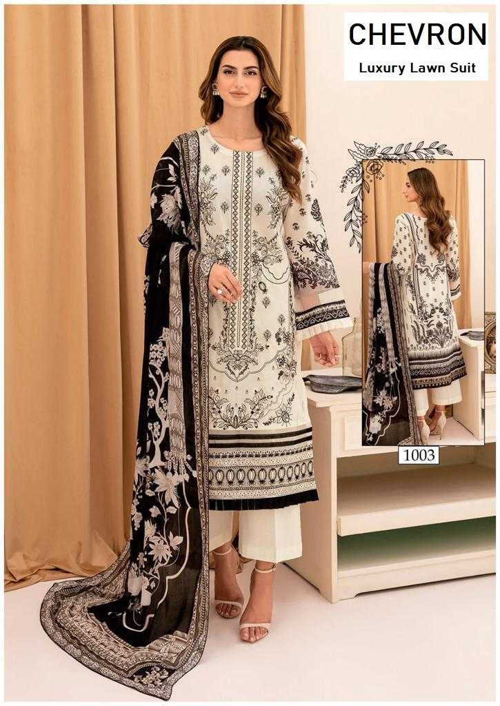 Chevron Pakistani Designer Pure Lawn Cotton Printed Suit
