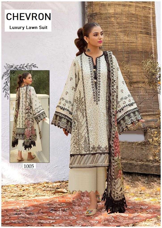 Chevron Pakistani Designer Pure Lawn Cotton Printed Suit