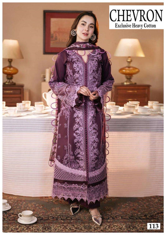 Chevron Pakistani Designer Pure Lawn Cotton Printed Suit