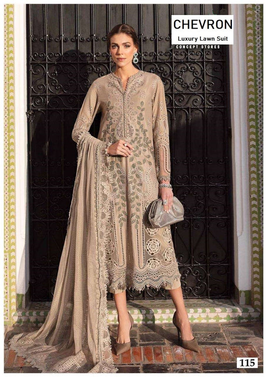 Chevron Pakistani Designer Pure Lawn Cotton Printed Suit