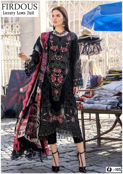 Firdous Pakistani Designer Printed Heavy Lawn Shalwar Suit