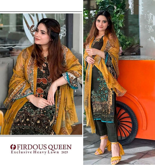 Firdous Queen Exclusive Pakistani Designer Embroidered Lawn Suit