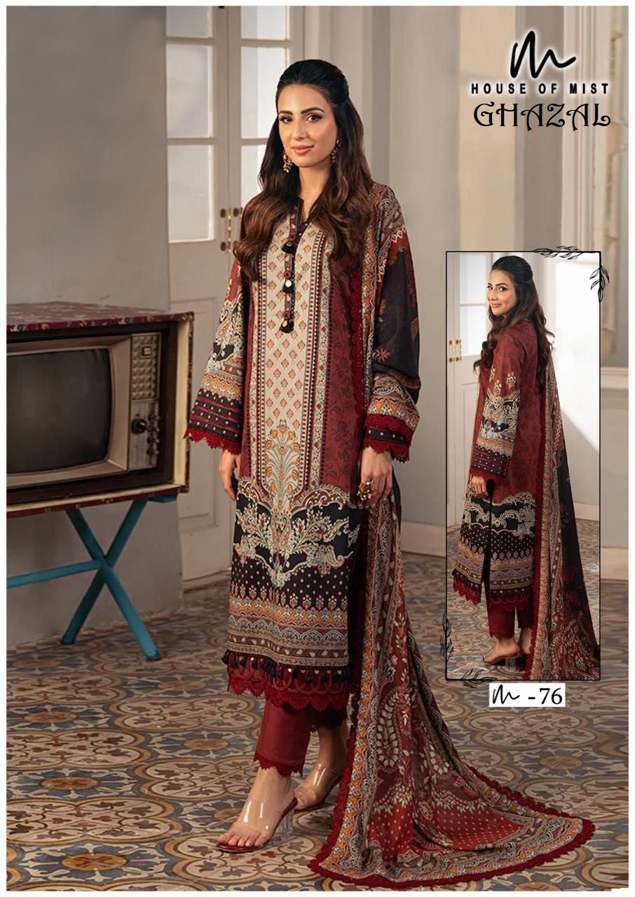 Ghazal Pakistani Designer Pure Cotton Printed Shalwar Suit