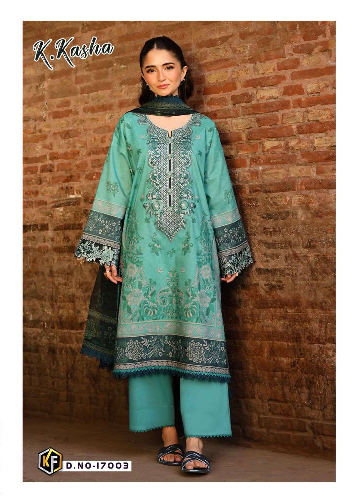 K.Kasha Pakistani Designer Pure Lawn Cotton Printed Suit