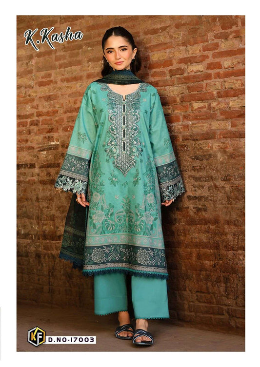 K.Kasha Pakistani Designer Pure Lawn Cotton Printed Suit