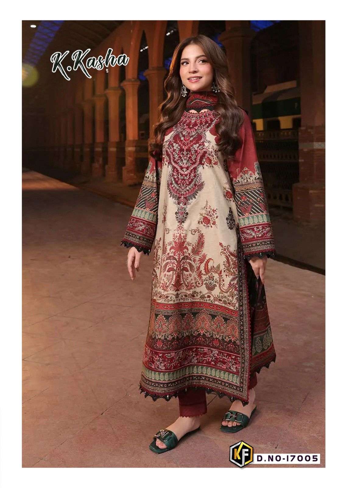 K.Kasha Pakistani Designer Pure Lawn Cotton Printed Suit