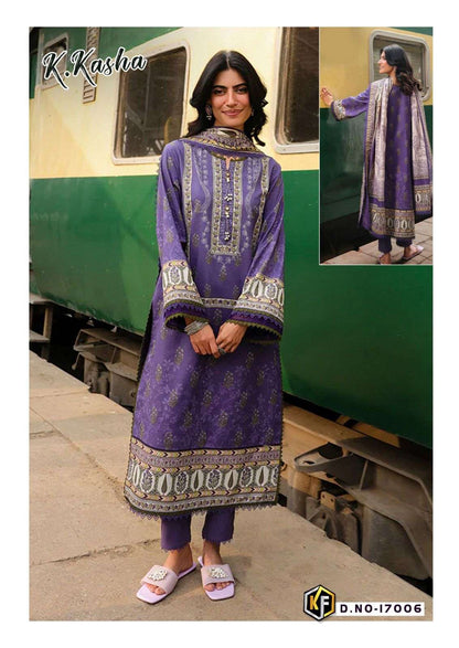 K.Kasha Pakistani Designer Pure Lawn Cotton Printed Suit